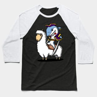 Shark Pirate Riding Llama Baseball T-Shirt